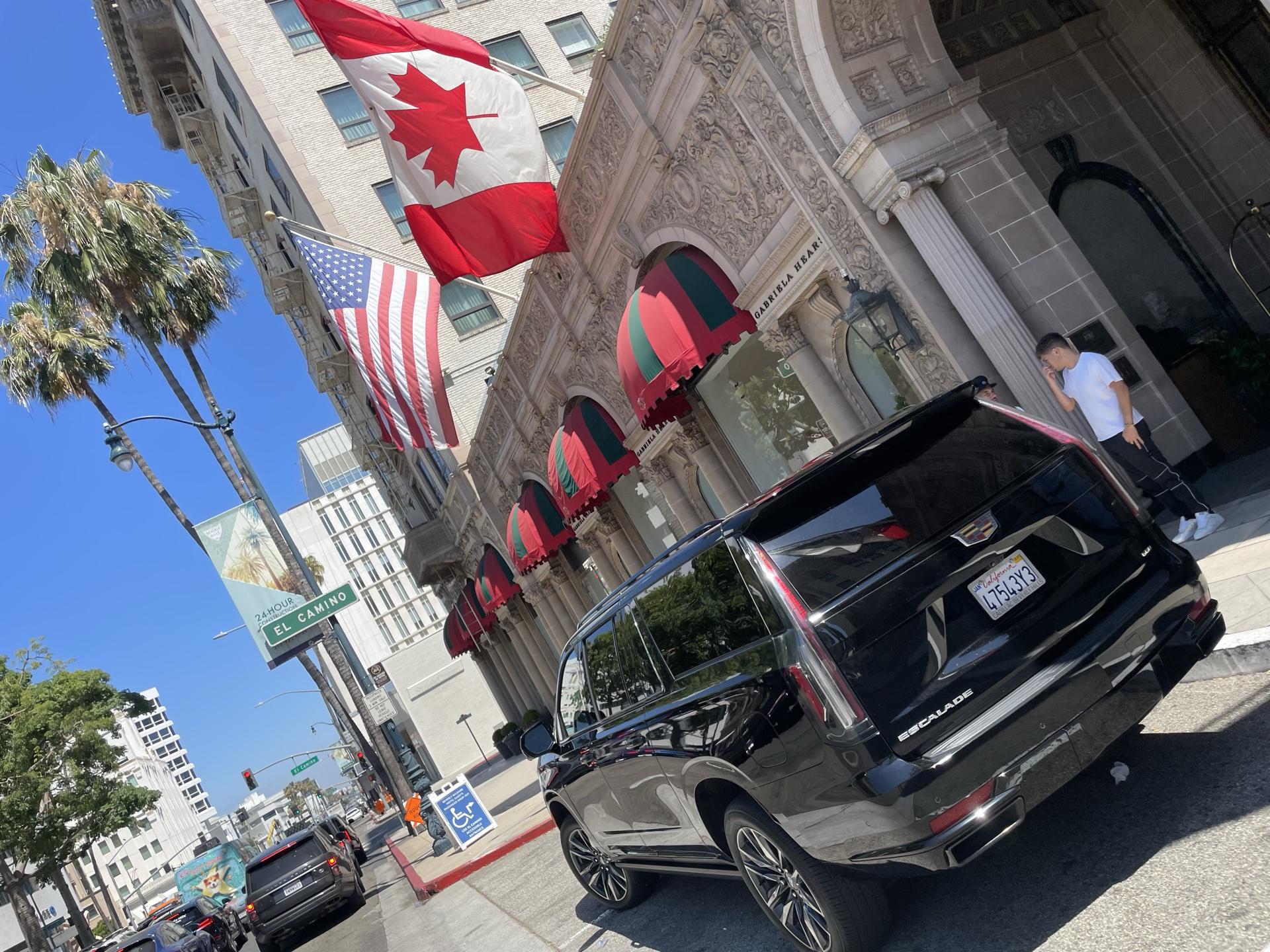 Continental Cadillac Escalade ESV at the Beverly Wilshire. corporate transportation
