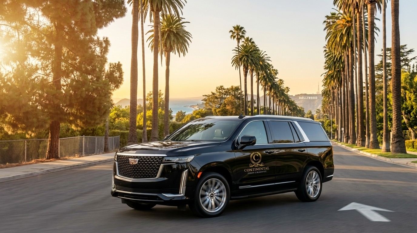 Continental Cadillac Escalade at sunset, multi-day national park itineraries from Los Angeles